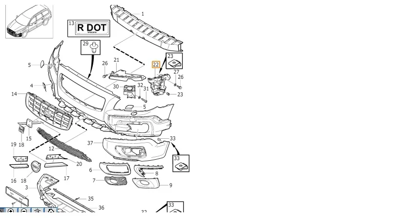 Støtfangerføring Volvo Genuine® XC70 2008-2016 │ venstre, bensin/diesel – bilde 3