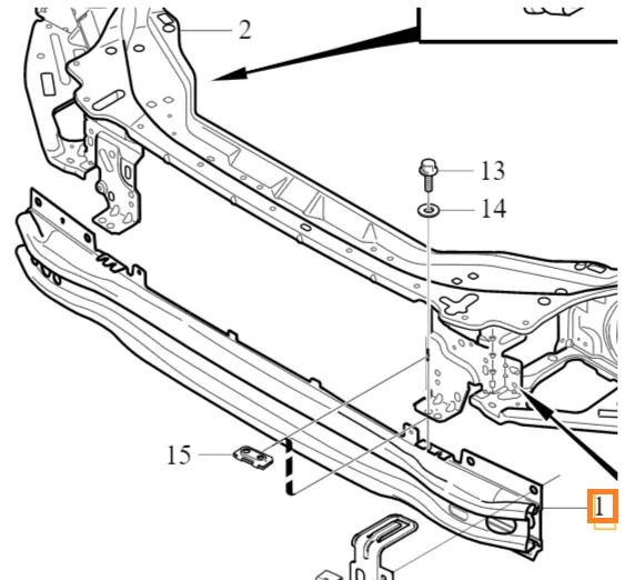 Støtfangerforsterkning foran Volvo Genuine® XC60 2009-2017