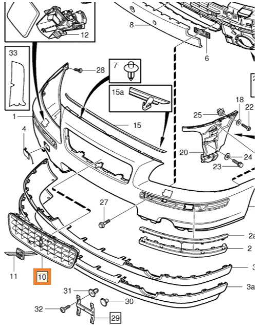 Støtfangergrill Volvo Genuine® S60 2005-2009 │ til VIN -599999