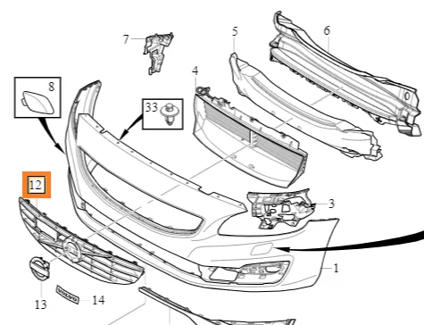 Støtfangergrill Volvo Genuine® S60 Cross Country / V60 Cross Country 2016-2018