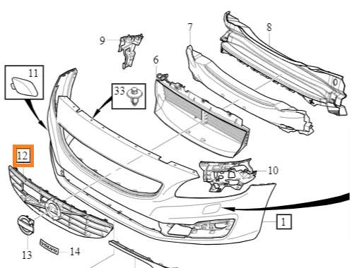 Støtfangergrill Volvo Genuine® S60/V60 2014-2018 │ OE 31425883