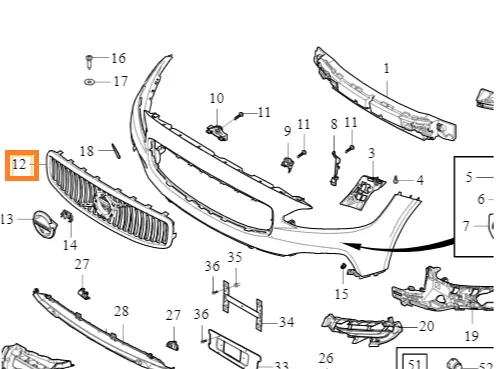 Støtfangergrill Volvo Genuine® S90/V90 2017-2020 │ OE 31425404