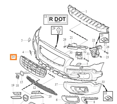 Støtfangergrill Volvo Genuine® XC70 2008-2009 │ OE 30678682