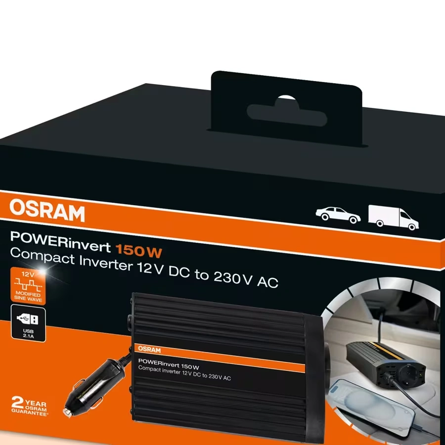Strøminverter Osram POWERinvert 150W │ Spenningsomformer 12V til 230V med USB – bilde 3