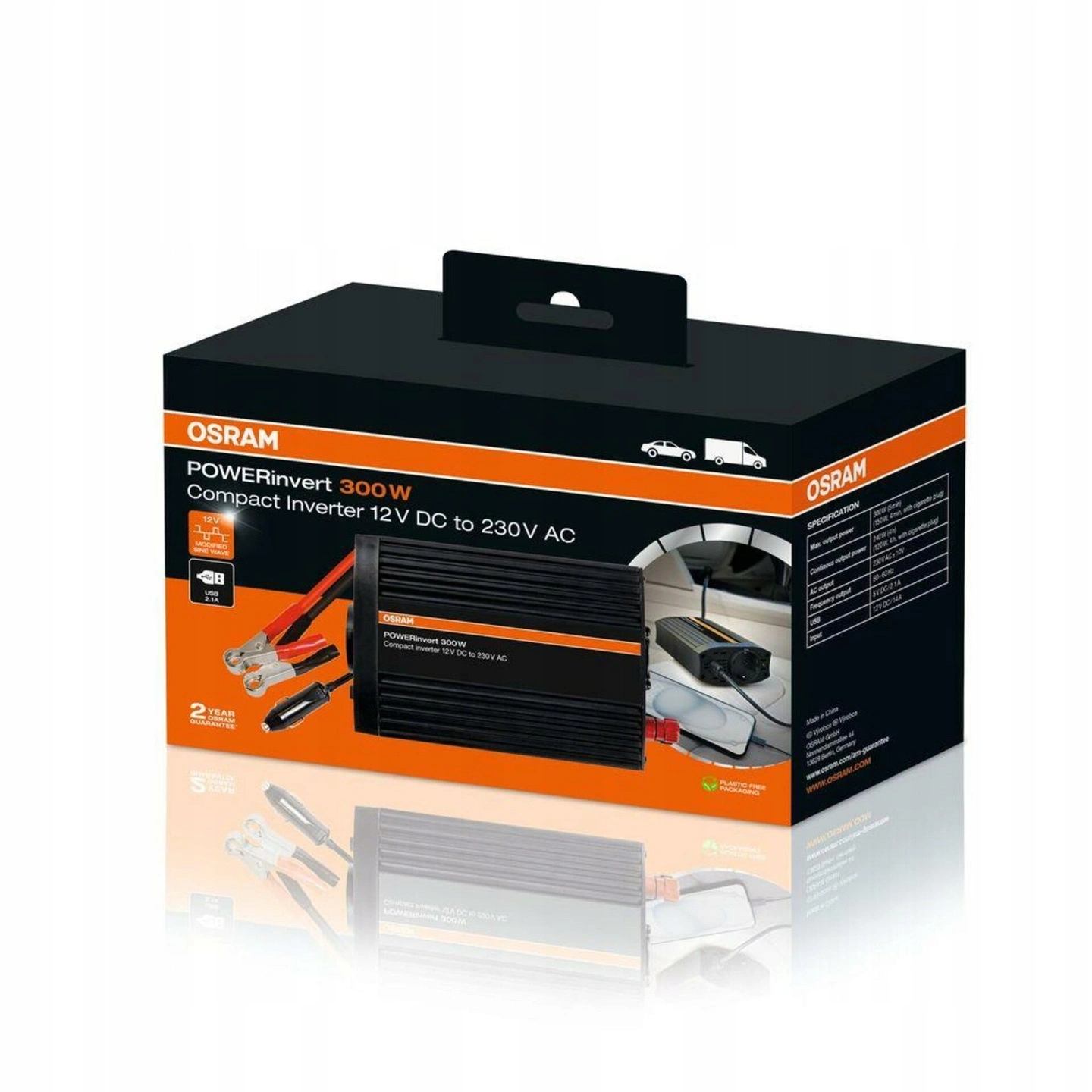 Strøminverter Osram POWERinvert 300W │ Spenningsomformer 12V til 230V med USB – bilde 3