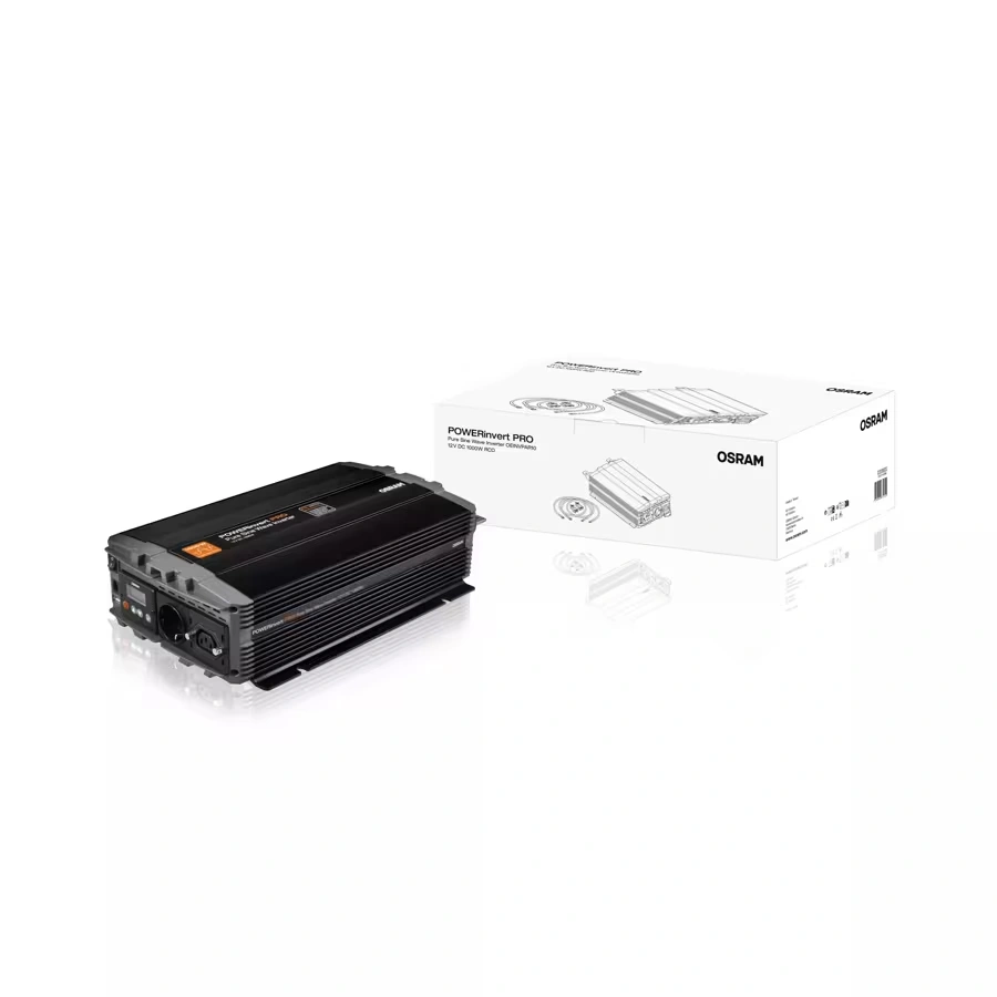 Strøminverter Osram POWERinvert PRO 1000W │ Spenningsomformer Pure Sine Wave 12V til 230V
