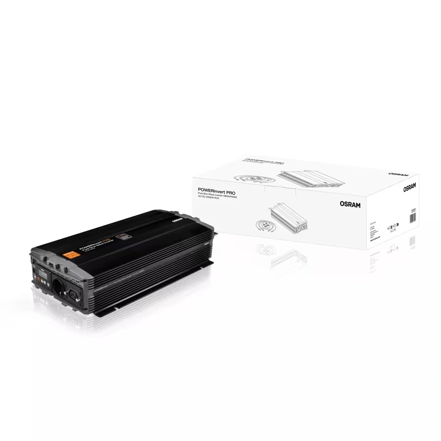 Strøminverter Osram POWERinvert PRO 2000W │ Spenningsomformer Pure Sine Wave 12V til 230V