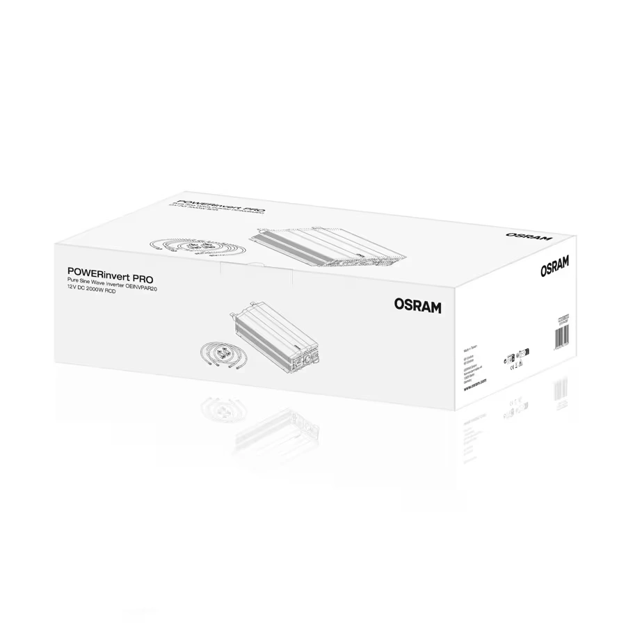 Strøminverter Osram POWERinvert PRO 2000W │ Spenningsomformer Pure Sine Wave 12V til 230V – bilde 2