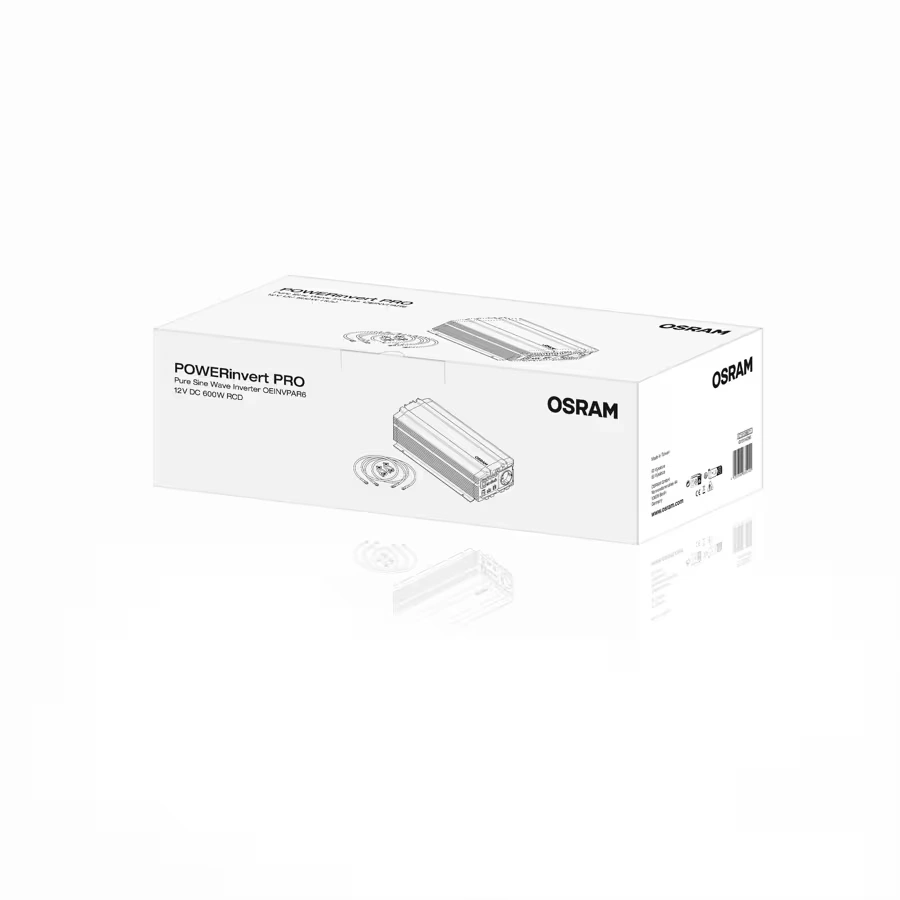 Strøminverter Osram POWERinvert PRO 600W │ Spenningsomformer Pure Sine Wave 12V til 230V – bilde 2