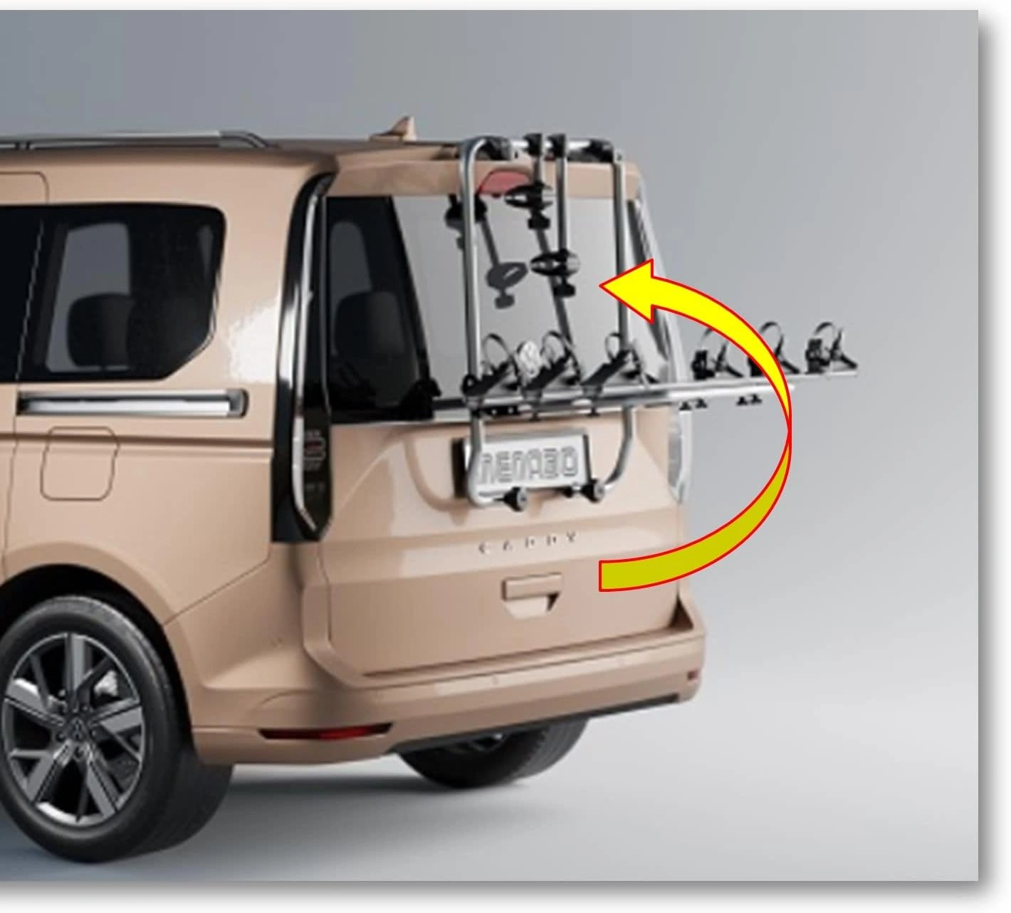 Sykkelstativ til bakluke VW Caddy / Caddy Maxi / Caddy California V (2021+) – maks 3 sykler – bilde 4