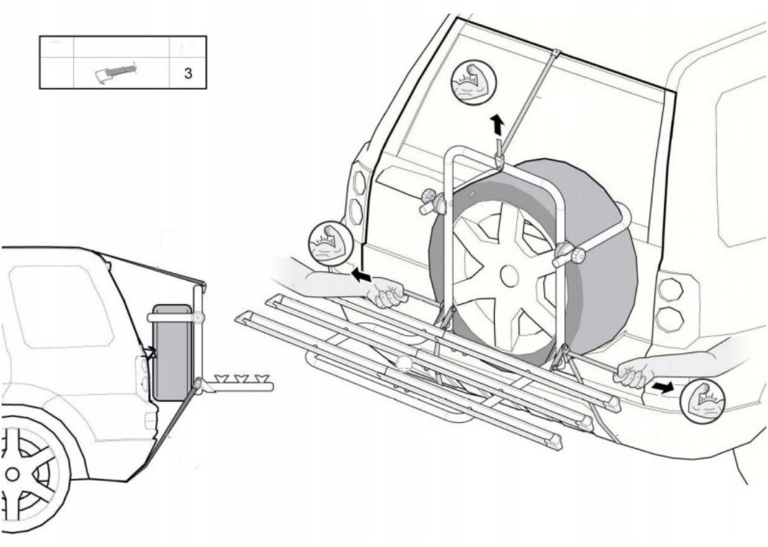 Sykkelstativ til reservehjul MENABO BOA 3 – 3 sykler │ perfekt for SUV og 4x4 – bilde 5