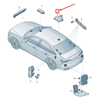 Takantenne Audi / VW │ Original (Genuine®) Radio Antenna Assembly – grunnet, ulakkert – bilde 2