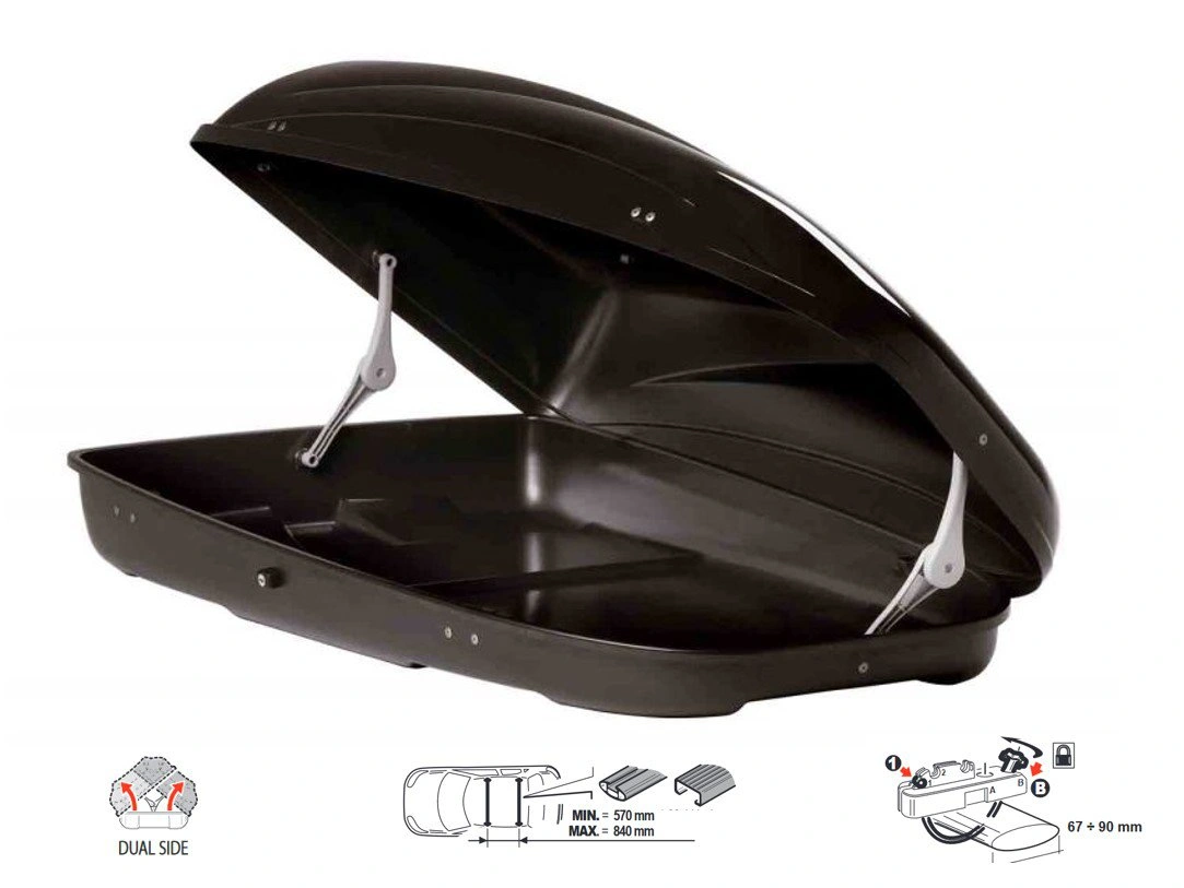 Takboks Kia │ Roof Box 330 Quick Attachment System - Skiboks Black Edition – bilde 5