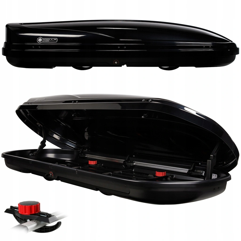 Takboks Modula WeGo 500 Dual Open Sort Blank │ Skiboks Roof Box Glossy Black Edition - 500 L – bilde 6