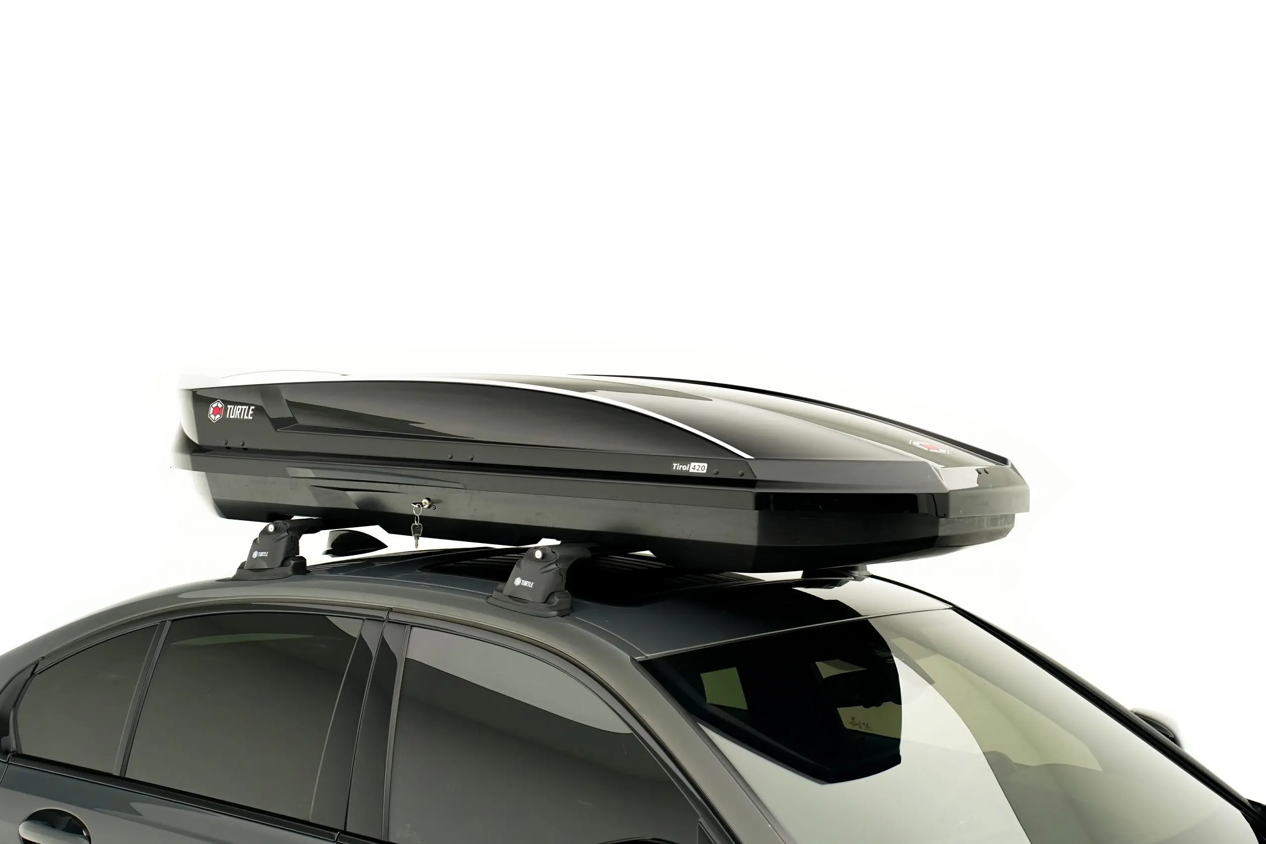 Takboks Turtle Tirol 420 Svart │ Skiboks Roof Box 420 - Black Piano Edition – bilde 2