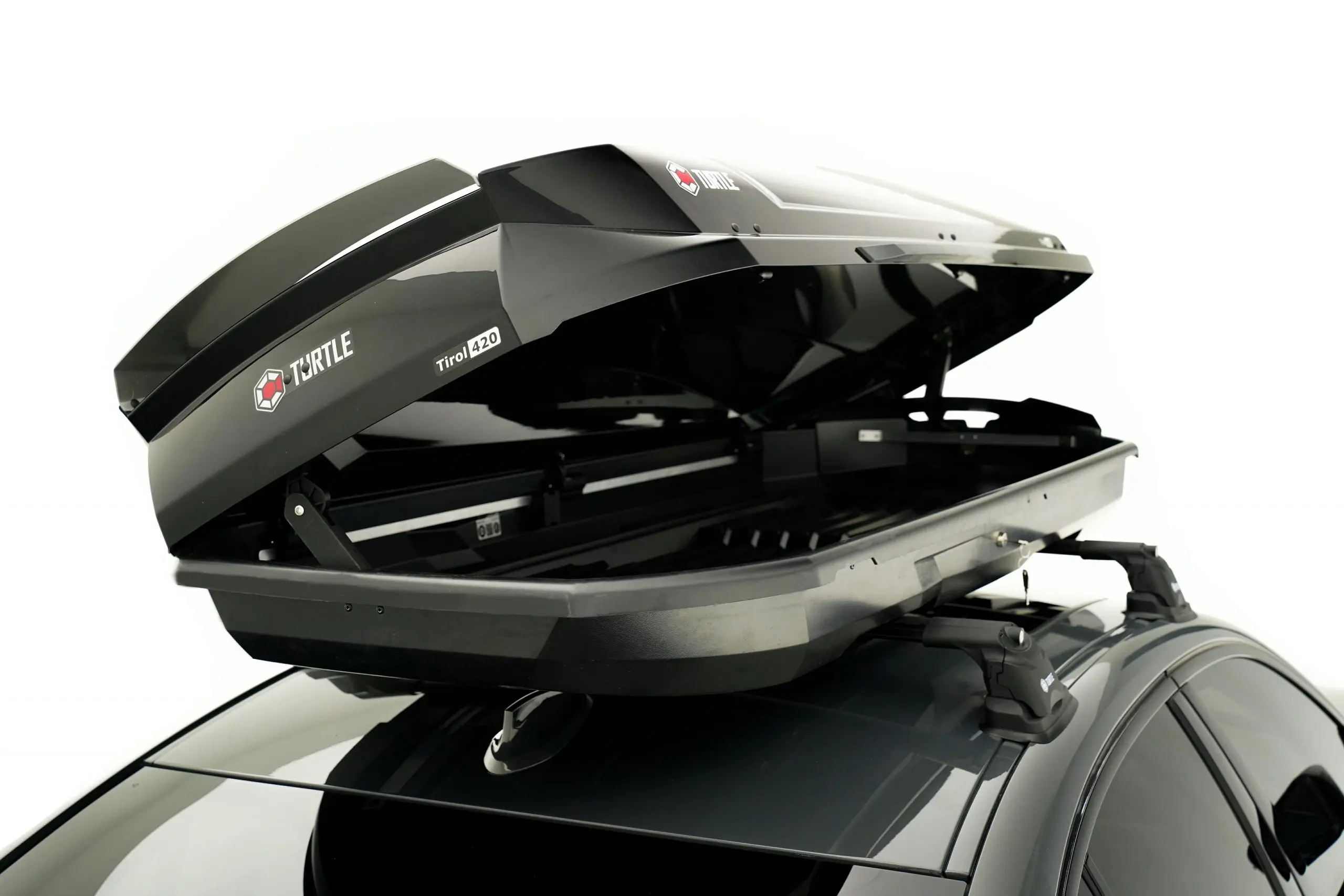 Takboks Turtle Tirol 420 Svart │ Skiboks Roof Box 420 - Black Piano Edition – bilde 3
