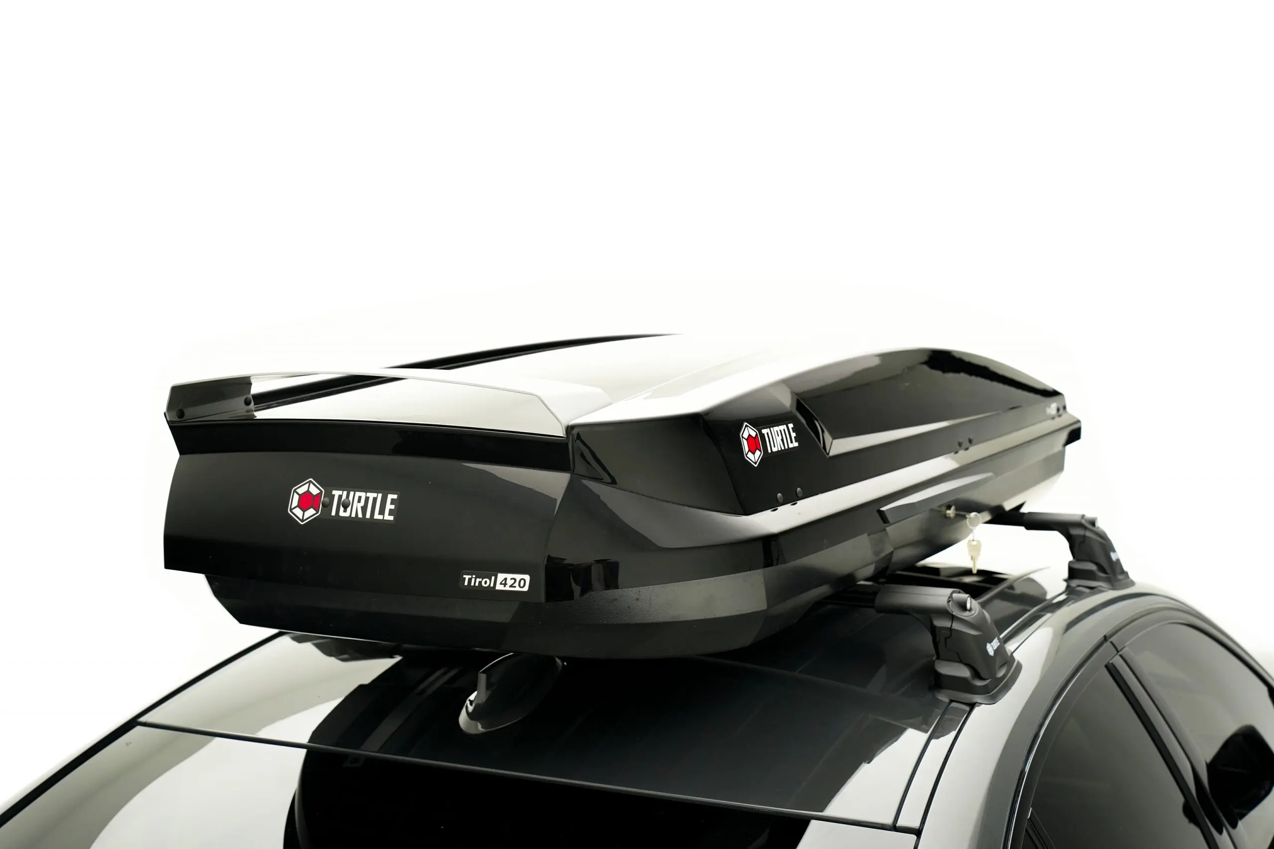 Takboks Turtle Tirol 420 Svart │ Skiboks Roof Box 420 - Black Piano Edition – bilde 4