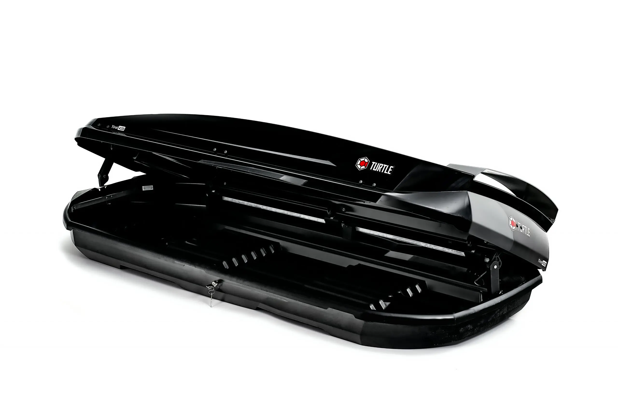 Takboks Turtle Tirol 420 Svart │ Skiboks Roof Box 420 - Black Piano Edition – bilde 7