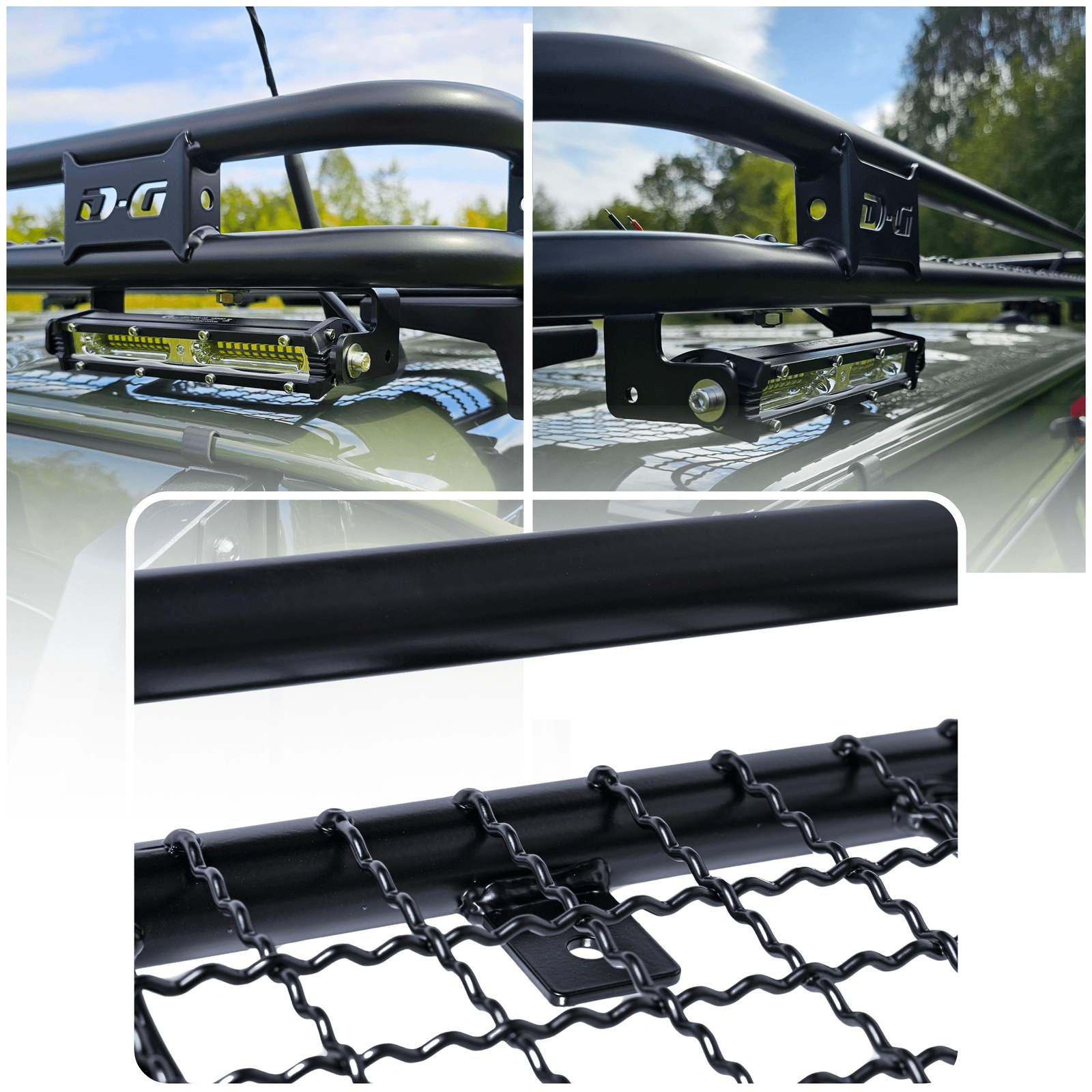 Takgrind D-G4x4 Nissan Patrol (Y60 / Y61) Long │ Takstativ plattform med stålnett - 247 x 133 cm – bilde 4