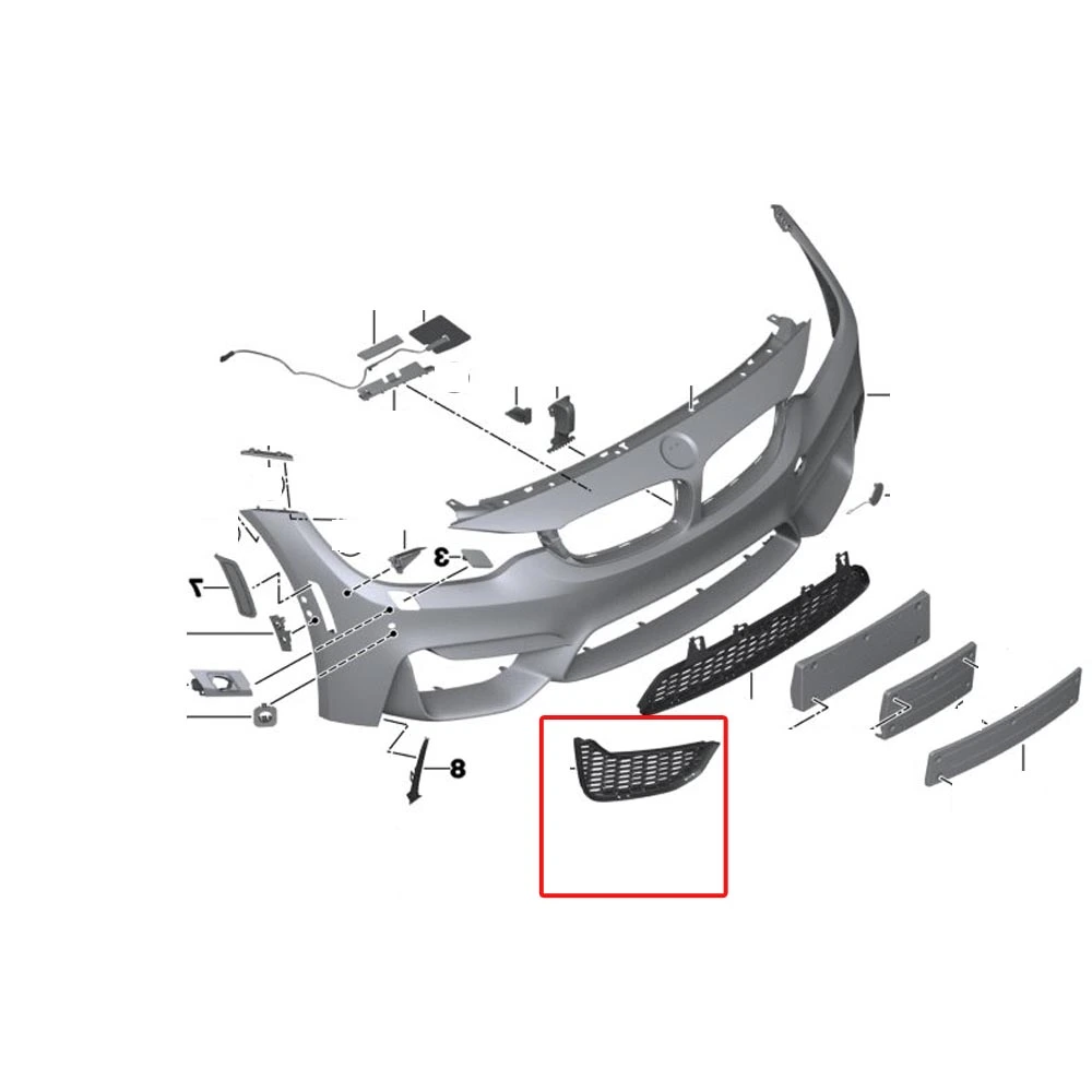 Tåklelysgitter BMW  BMW M3 F80 F80N F82 F83 2012 - 2018 │ høyre side - Genuine® Grill Air intake, open, right – bilde 3