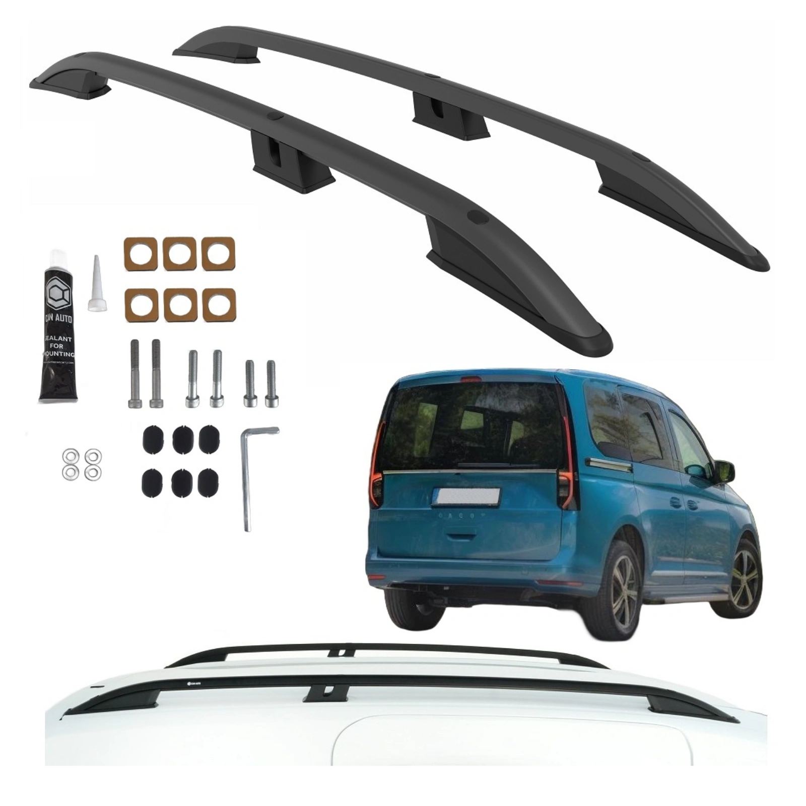 Takrails VW Caddy V 2020 -> │ SWB Kort - Turtle Crown Roof Rails Black Edition