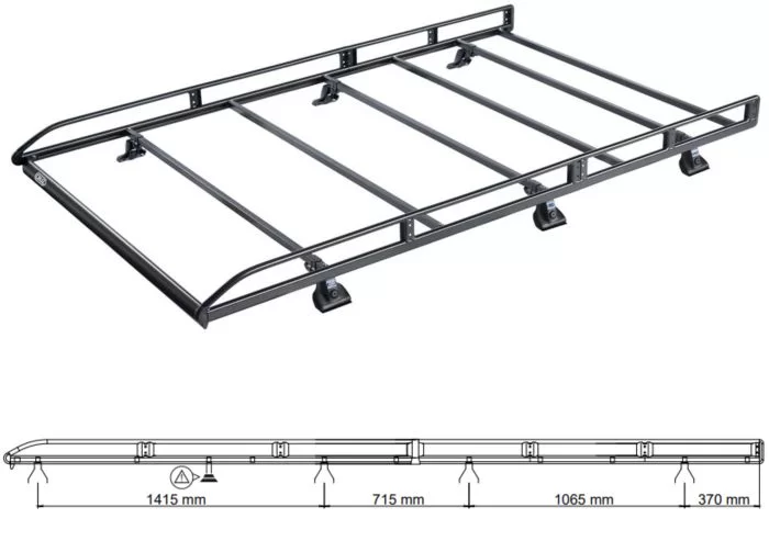 Takstativ plattform Citroen Jumper II / Peugeot Boxer II / Fiat Ducato III 2006 -> │ L3 - Takgrind  Evo Rack – bilde 2