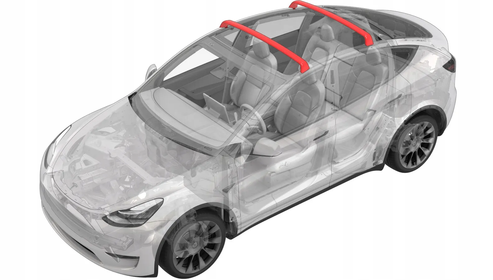 Takstativ Tesla Model Y 2020 -> │ Air Roof Rack Black - sett 2 stk. Image 7