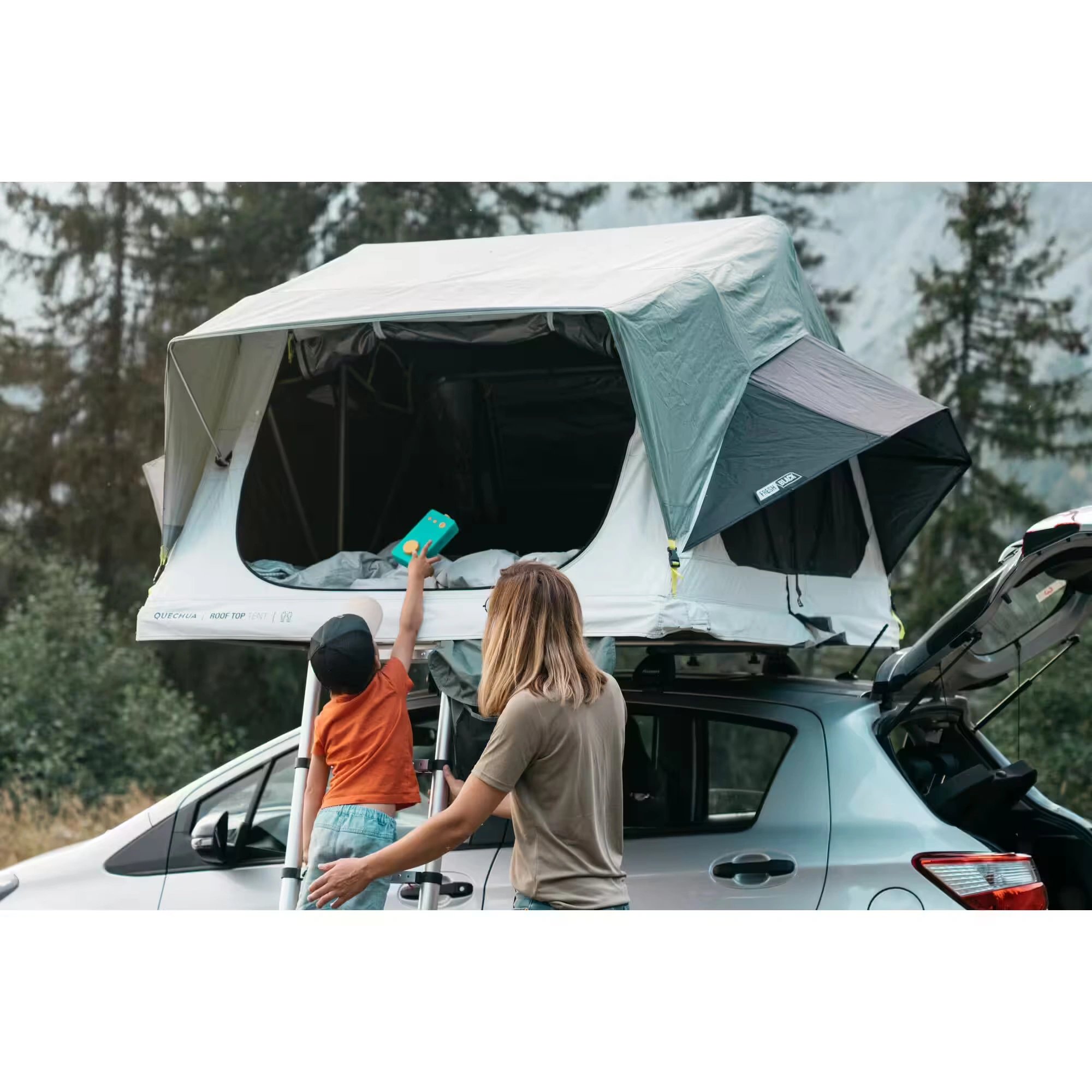 Taktelt Quechua MH500 F&B │ Lett Softshell - myk softcover - Fresh & Black 2 personer - 140 x 240 cm – bilde 15