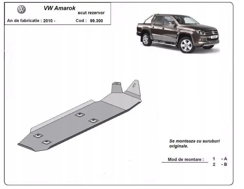 Tankdeksel Stål VW Amarok I 2009 - 2020 – bilde 2