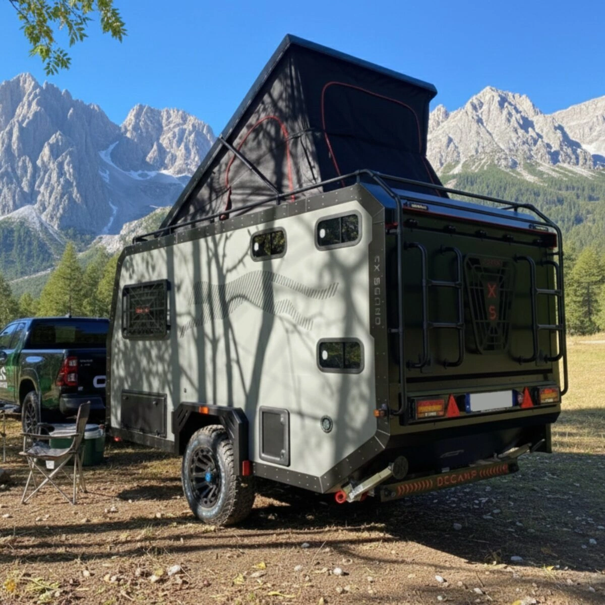 Terrengtilhenger Decamp Cross X5 │ stor offroad campinghenger med pop-up tak - 8 personer – bilde 4