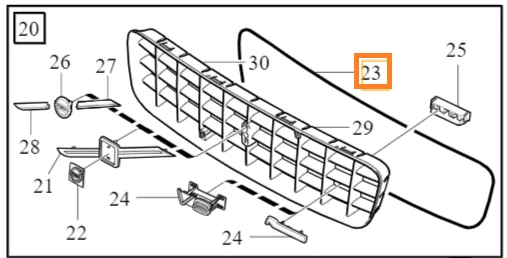 Tetning for kjølergrill Volvo Genuine® XC90 2003-2016