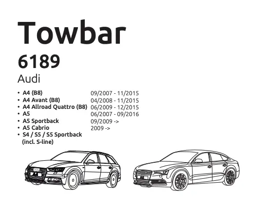 Tilhengerfeste avtagbart Audi A4 B8 / A4 Allroad B8 2007 - 2015 / Audi A5 8T 2007 - 2016 – bilde 11