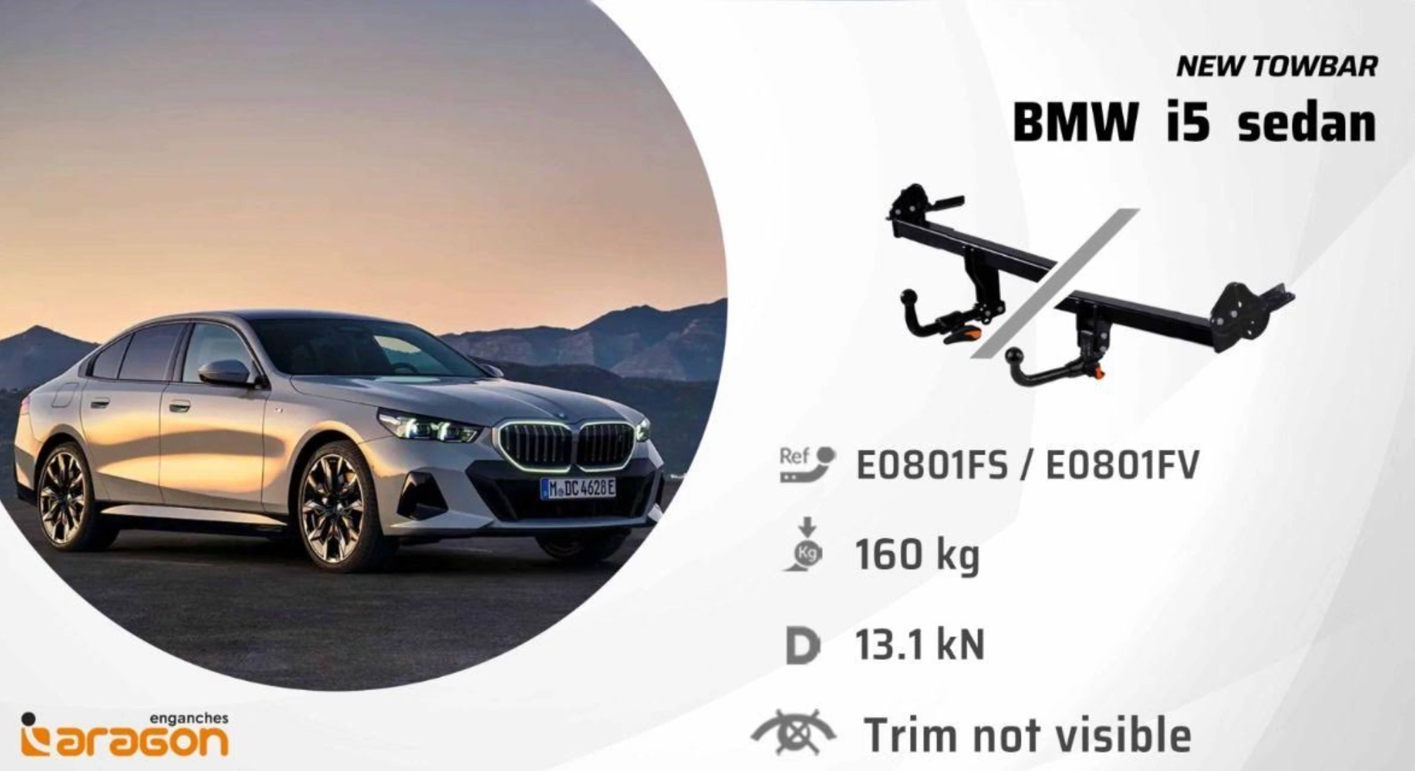 Tilhengerfeste BMW i5 (G60) 2023 ->  | Vertikalt Avtagbart krok – bilde 2