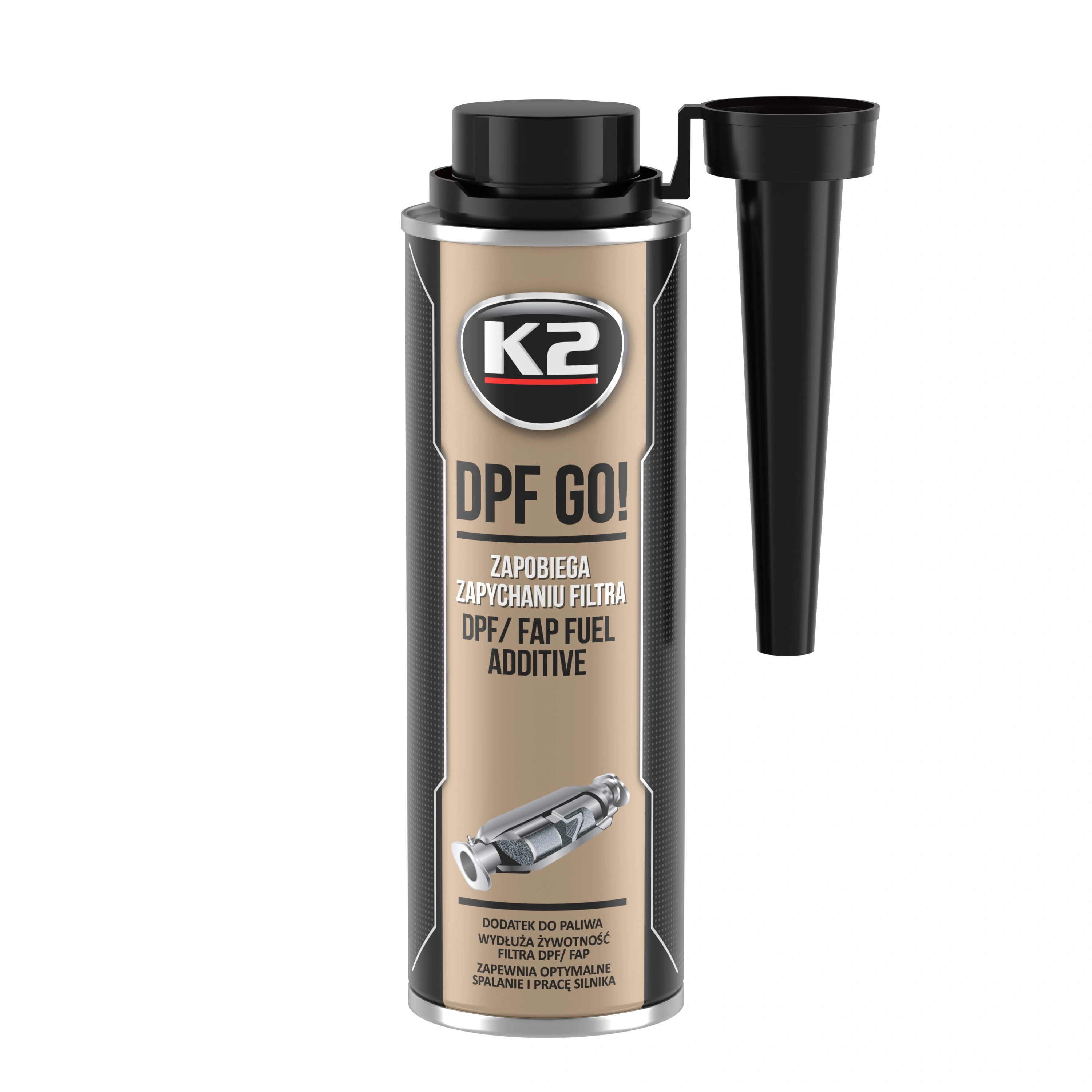 Tilsett dieselpartikkelfilterbeskyttelse K2 DPF GO! │ Fuel Additive Diesel DPF FAP Protector - 250ml