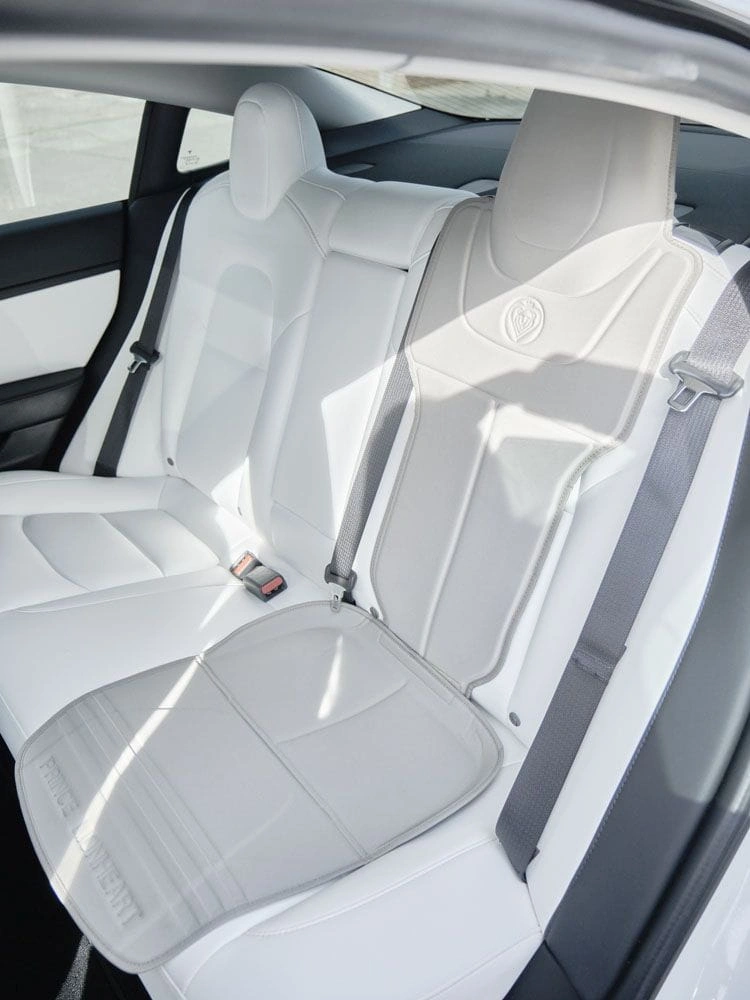 Underlag for barnesete Tesla Model S / 3 / X / Y Beige │ Beskyttelsesmatte til baksete Packing Under Child Seat - Beige Edition – bilde 4
