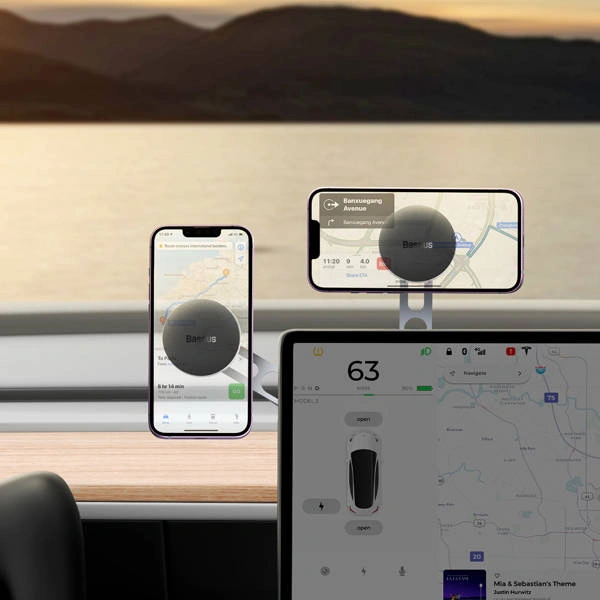 Universell justerbar magnetisk mobilholder for Tesla til dashbord og skjerm │ Baseus T-Space – bilde 10