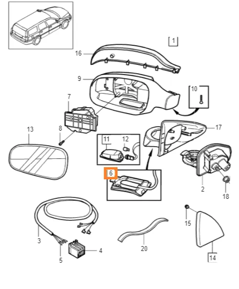 Utetemperatursensor høyre Volvo Genuine® S60 S80 V70 XC70 1999-2006 │ montert i speil