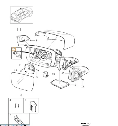 Utetemperatursensor Volvo Genuine® XC60 2009-2017 │ montert i speil – bilde 3