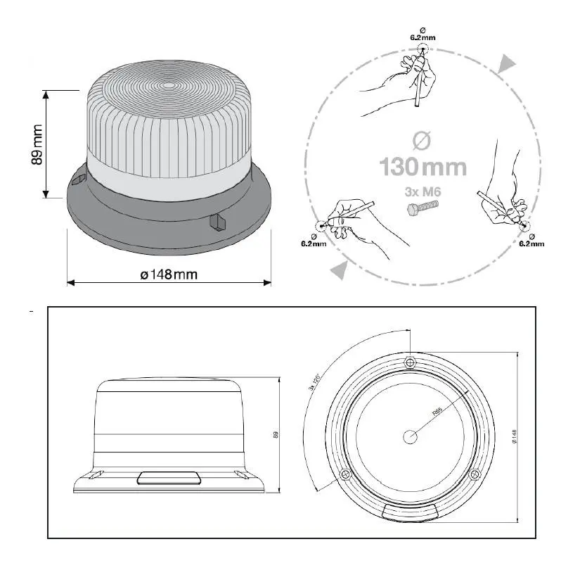 Varsellys rotorlys LED Osram Lightsignal Beacon Light Image 8