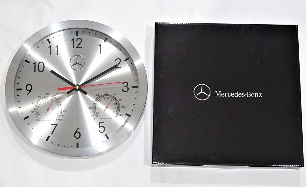 Veggklokke Mercedes-Benz – Aluminium med termometer og hygrometer – bilde 4