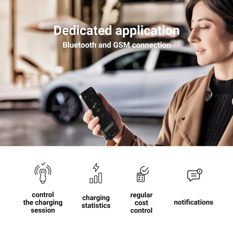 Vegglader Elbillader mobil Green Cell Habu EV 11 kW 7 m Type 2 CEE til lading av elbiler og plug-in-hybrider med veggmontert og mobil funksjon samt GC-app – bilde 6