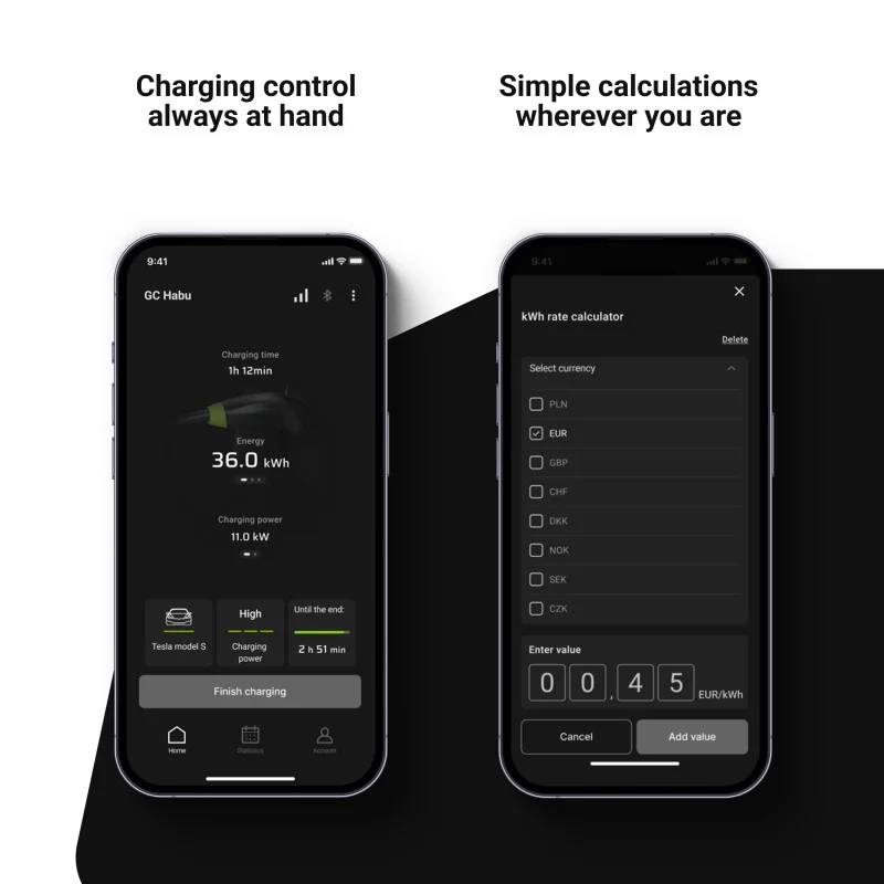 Vegglader Elbillader mobil Green Cell Habu EV 11 kW 7 m Type 2 CEE til lading av elbiler og plug-in-hybrider med veggmontert og mobil funksjon samt GC-app – bilde 7