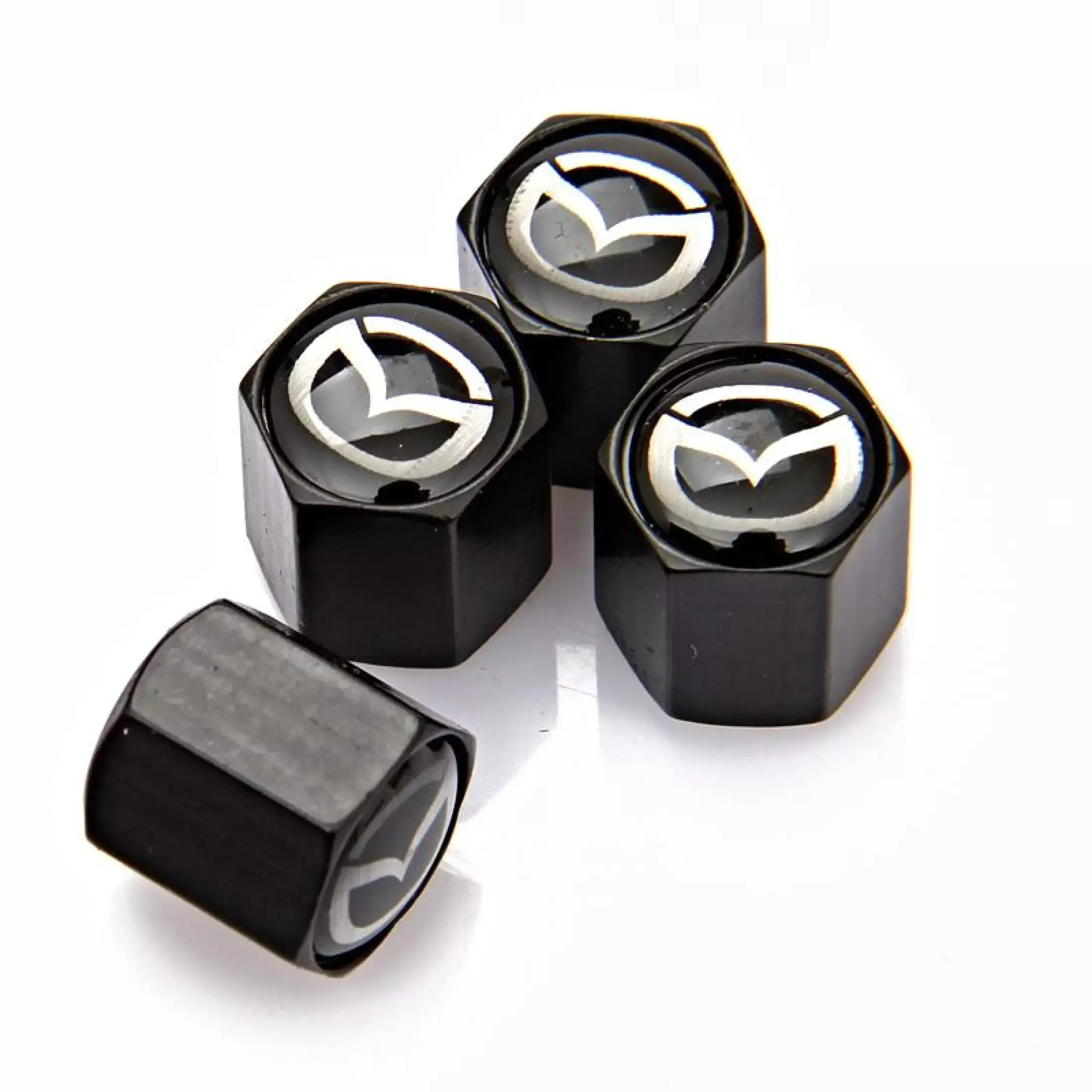 Ventilhetter logo Mazda Black Edition - 4 stk. FARGE SøLV 