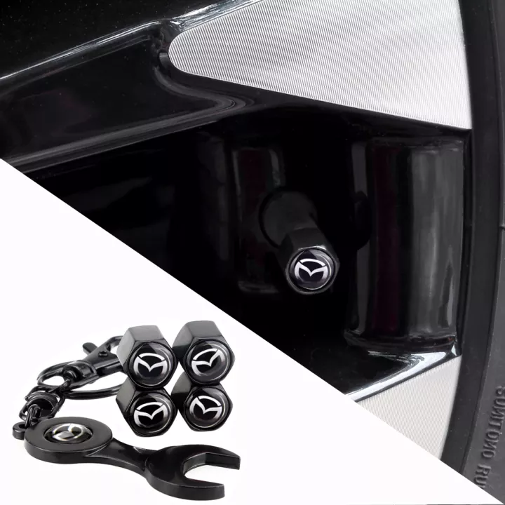 Ventilhetter logo Mazda Black Edition - 4 stk. FARGE SøLV  – bilde 4