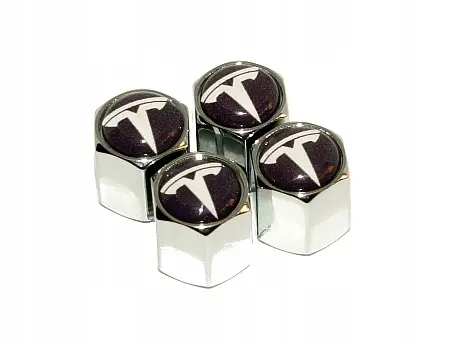 Ventilhetter med logo Tesla Silver Edition - 4 stk