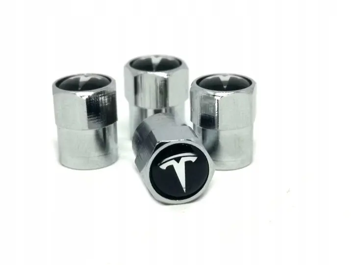 Ventilhetter med logo Tesla Silver Edition - 4 stk – bilde 2