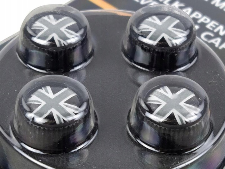 Ventilhetter OEM Black Union Jack - 4 stk. – bilde 2