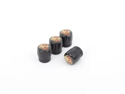 Ventilhetter Porsche Black Edition │ Genuine® Crested Valve Dust Caps - sett 4 stk.