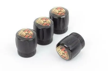Ventilhetter Porsche Black Edition │ Genuine® Crested Valve Dust Caps - sett 4 stk. – bilde 2