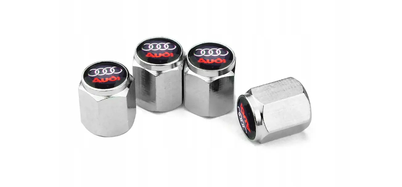 Ventilhetter sett cap Audi sekskantet aluminium chrome kvalitet 4-pk